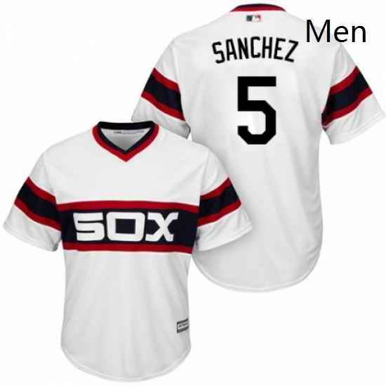 Mens Majestic Chicago White Sox 5 Yolmer Sanchez Replica White 2013 Alternate Home Cool Base MLB Jersey